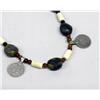 Image 2 : Green Turquoise Silver Bone Bead Necklace with Middle Eastern Coins