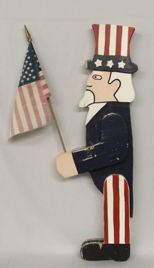 USA Patriotic Wooden Uncle Sam Folk Art