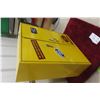 Image 2 : Ford Metal 2 Door Parts Cabinet, Vintage, W/ Key & Three Ford Patches, 20" x 24" x 8 1/2"