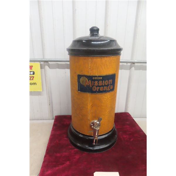 Vintage Drink Mission Orange Soda Fountain Syrup Dispenser by California Crushed Fruit Corp