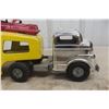 Image 2 : Structo Auto Transport Pressed Steel Truck & Trailer, W/ Two Metal Cars, C. 1950s–1960s, 22" Long