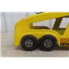 Image 7 : Structo Auto Transport Pressed Steel Truck & Trailer, W/ Two Metal Cars, C. 1950s–1960s, 22" Long