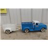 Image 11 : Tonka Farm Pressed Steel Stake Bed Truck W/ Horse Trailer, C. 1950s–Early 1960s, 21 1/2" Long