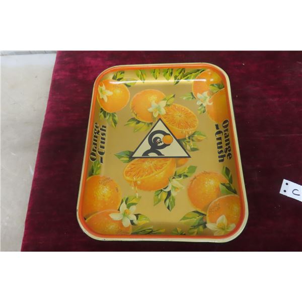 Orange Crush Metal Tray W/ Graphics of Crushy, 1931, 10 1/2" x 13 1/2"