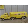 Image 9 : Structo GMC Pressed Metal Truck W/ White Rose Tanker Trailer, C. 1950s, 25" Long