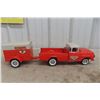 Image 1 : NyLint u-Haul Pressed Metal Truck & Trailer, C. 1960s, 22" Long