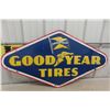 Image 1 : Goodyear Embossed Metal Tin Sign, 1957, 48" x 26 1/2"