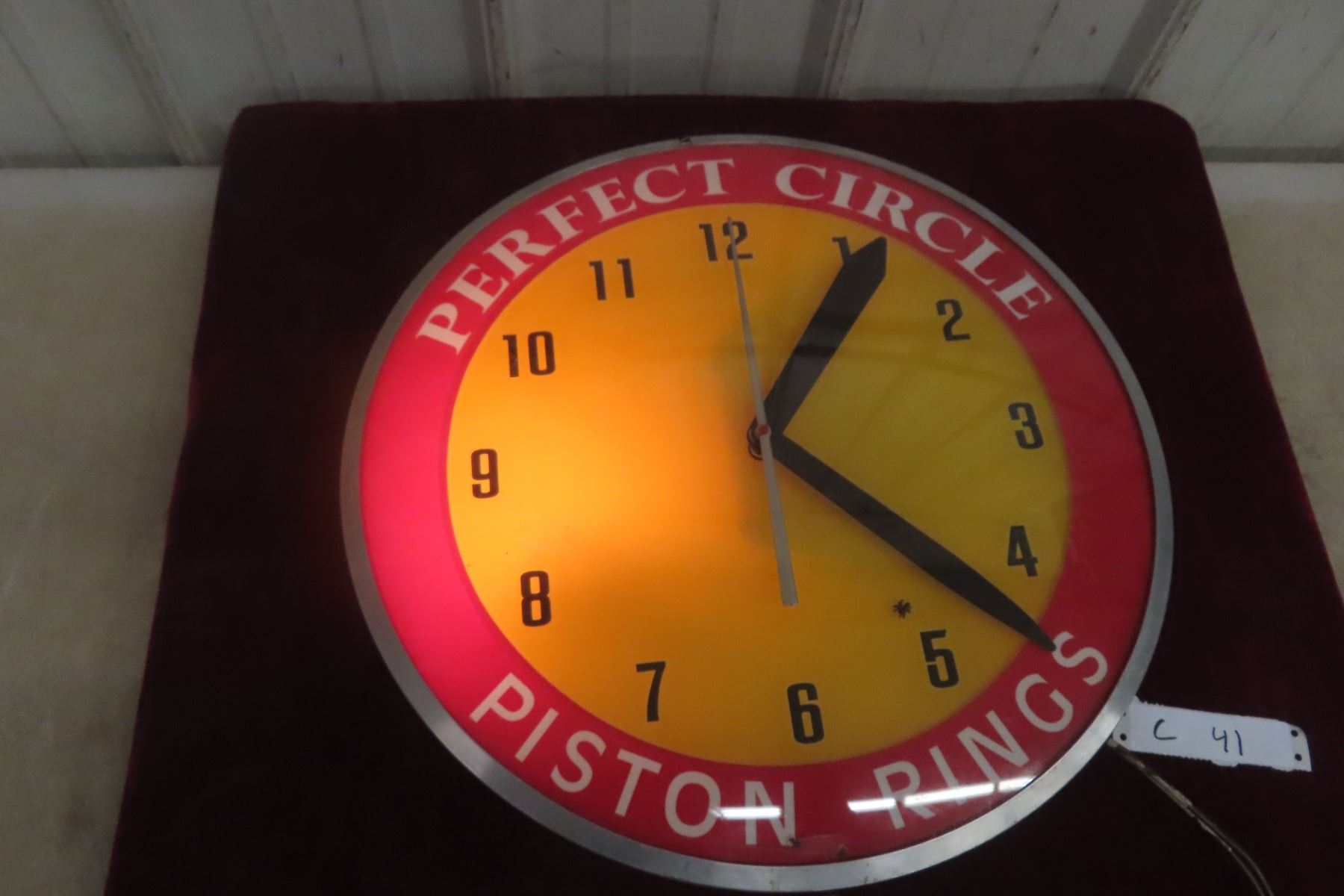 Piston Ring Light-Up Clock, Working, Perfect Circle, C. 1940s–1950s, 17 ...