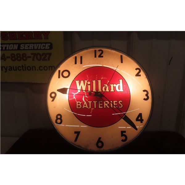 Willard Batteries Light-Up Clock by Canadian Neon Clock Co