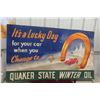Image 1 : Quaker State Winter Oil Heavy Paper Banner, C. Early 1940s, 34" x 57"