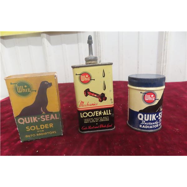 Three Whiz Items W/ Loosen-All 4 Ounce Can, Quick Seal Radiator Leak 13 1/4 Ounce Can