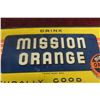 Image 2 : Drink Mission Orange Embossed Metal Tin Sign by St Thomas, C. 1940s, 29" x 12"