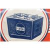 Image 6 : Delco Battery Vertical Metal Tin Sign Mounted on Wood Frame, Great Graphics of 6V Battery