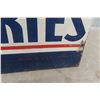 Image 8 : Delco Battery Vertical Metal Tin Sign Mounted on Wood Frame, Great Graphics of 6V Battery