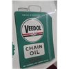 Image 3 : Veedol Chain Oil Metal Tin Sign W/ Chainsaw Graphic, Barker Mfg, C. 1950s–1960s, 32" Up To 12"