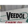 Image 6 : Veedol Chain Oil Metal Tin Sign W/ Chainsaw Graphic, Barker Mfg, C. 1950s–1960s, 32" Up To 12"