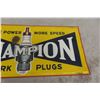 Image 5 : Champion Spark Plug Metal Tin Sign W/ More Power More Speed Slogan, 14" x 30"