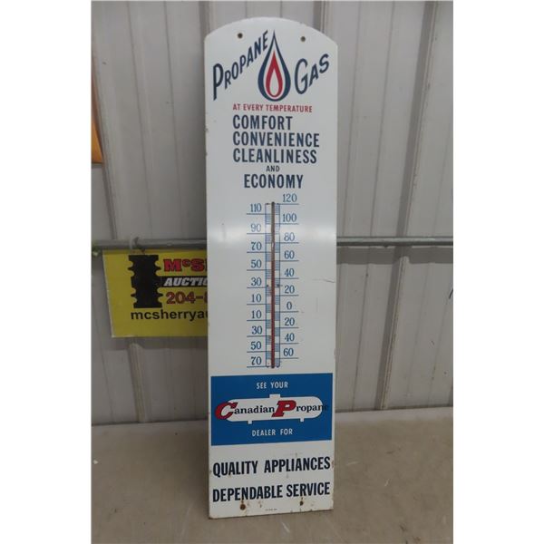Canadian Propane Metal Thermometer W/ Bulb, 1964, 10 1/2" x 40 1/2"