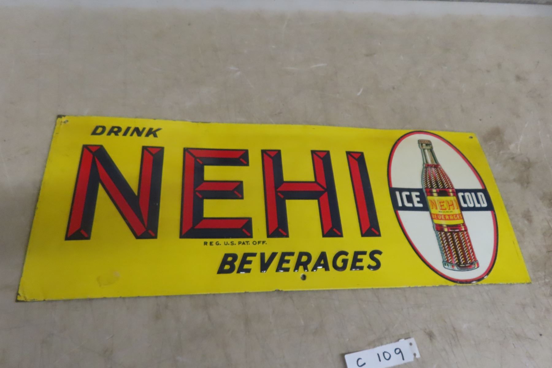 Nehi Beverage Embossed Metal Tin Sign, Vintage, 10 1/2