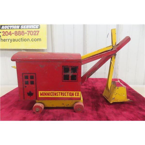 Otaco Minnitoy Mini Construction Company Pressed Steel Steam Shovel Toy, C. 1950s, 10" Long, 11"