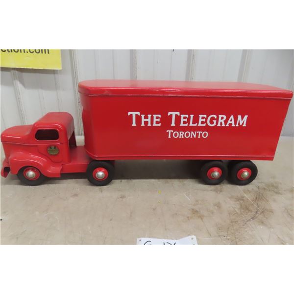 Otaco Minnitoy The Telegram Pressed Steel Truck & Trailer, C. 1950s, 29" Long