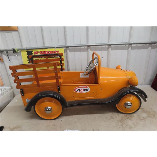 A&W Pressed Metal Pedal Car, Vintage Look, 40" Long