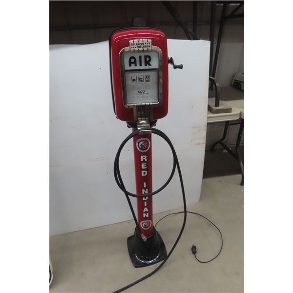 Air Eco Tireflator on Stand, Professionally Restored, 54" Tall, W/ Red Indian Logo & Colors