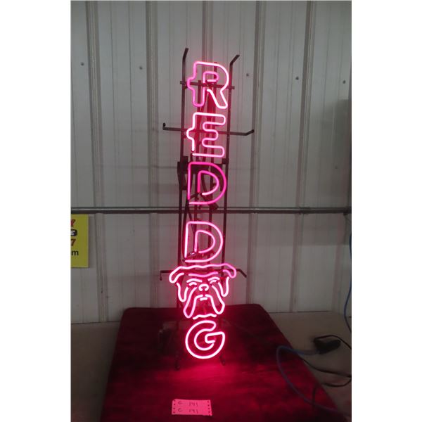 Red Dog Light-Up Neon Vertical Sign, 11" x 40"