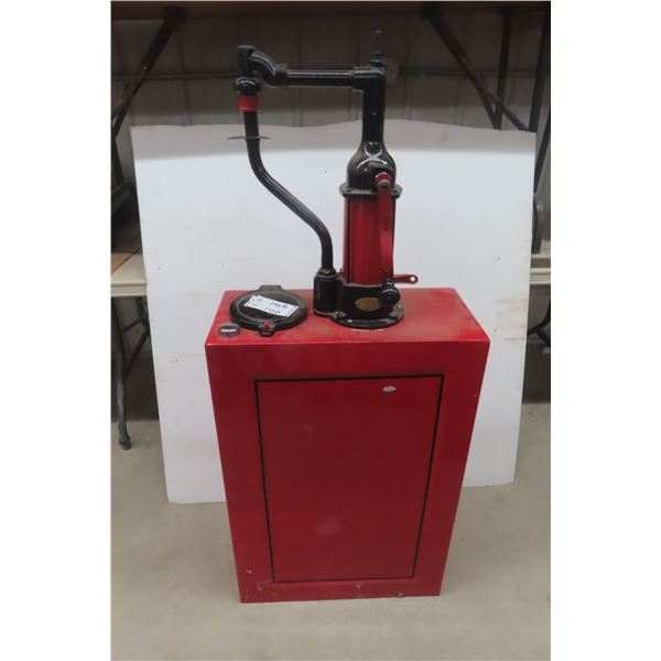 Garage/Gas Station Lubester Metal Reservoir, Restored, Red Indian Color, No Decals, W/ Brass