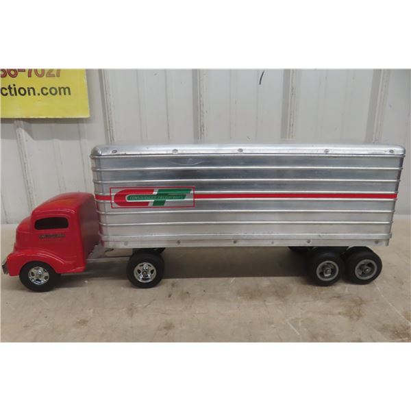 Smith-Miller Consolidated Freightways Metal & Aluminum Truck & Trailer, C. 1950s, 24" Long