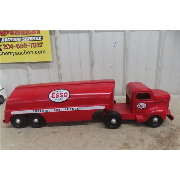Otaco Minnitoy Esso Pressed Metal Tanker Truck & Trailer, Professionally Restored, C. 1950s, 29"