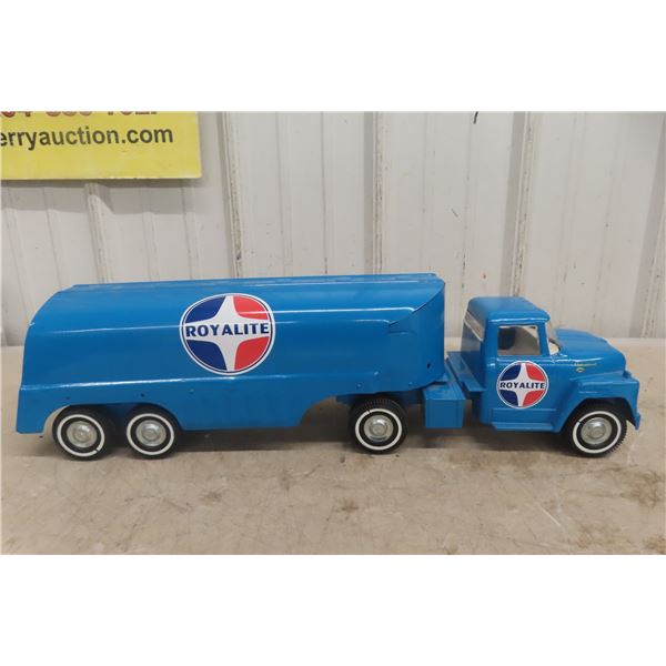 ERTL Royalite Metal Tanker Truck & Trailer, Professionally Restored, C. 1970s, 23 1/2" Long
