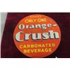 Image 1 : Orange Crush Embossed Metal Tin Sign, C. 1939, 15 1/2" Diameter