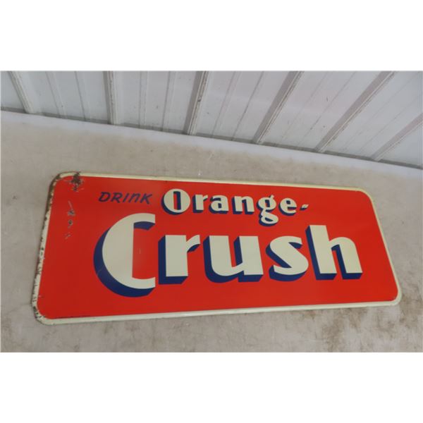 Orange Crush Metal Tin Sign by St Thomas, C. 1940, 15" x 39"