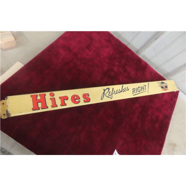 Hires Root Beer Refreshes Right Porcelain Door Bar, C. 1950's Measures 2 1/2" x 32 1/2"