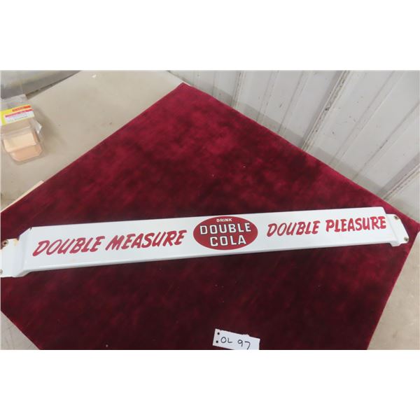 Double Cola Porcelain Door Bar W/ Double Measure Double Pleasure Slogan, Vintage, 3" x 31"