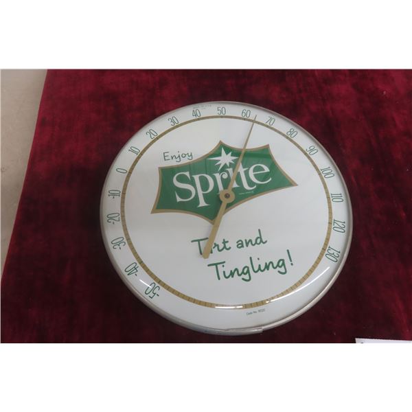 Sprite Thermometer W/ Glass Lens, 1960, 12" Diameter