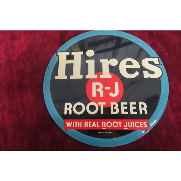 Hires R.J Root Beer Metal Embossed Circular Sign, 12" Diameter