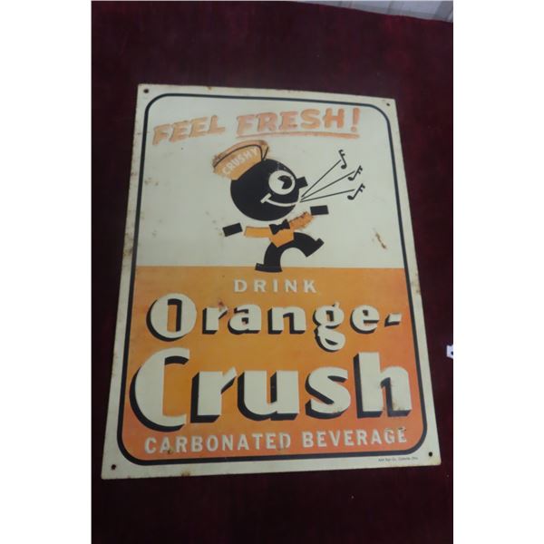 Vintage Orange Crush Embossed Metal Tin Sign by AAA Sign Co, 12" x 18"
