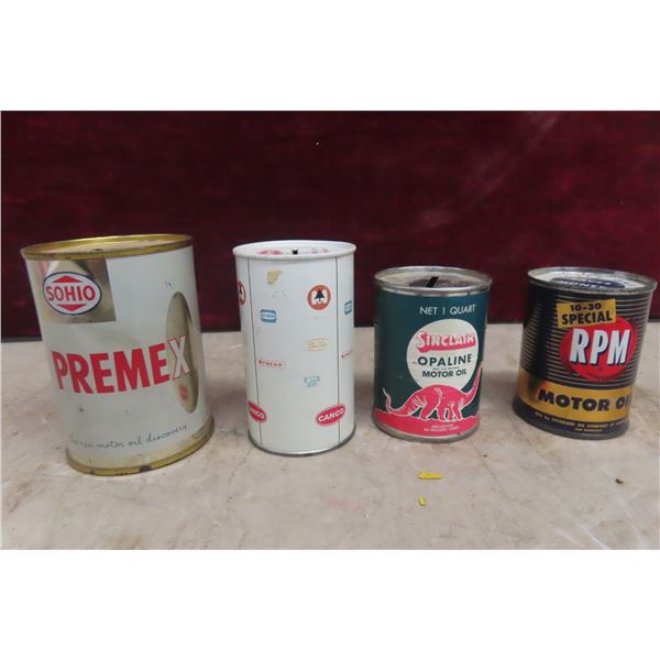 4 Oil Can Banks: RPM, Sinclair, Canco, Sohio 