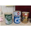 Image 2 : 7 Quart Oil Cans: Gulf, Quaker State, Durol, Shell, Kendall, Esso, 