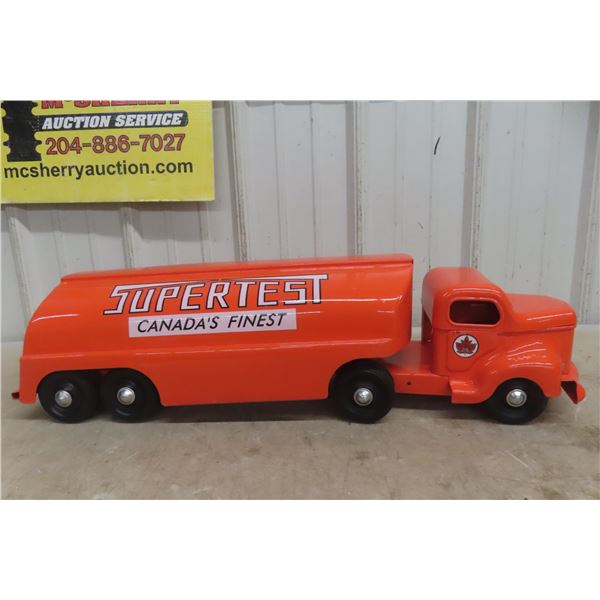 Minnitoy Super Test Pressed Steel Tanker Truck and Trailer 28'' Long. 