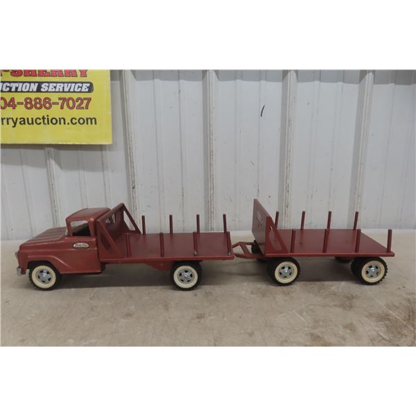 Tonka Lumber Hauler Truck and Trailer 1950s Pressed Steel 