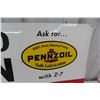 Image 2 : Pennzoil 'Sound Horn, We'll Open' Painted Metal Sign 15'' x 32'' 
