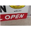 Image 6 : Pennzoil 'Sound Horn, We'll Open' Painted Metal Sign 15'' x 32'' 