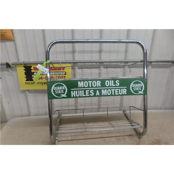 Quaker State Motor Oil 2 Tier Rack. Rack Size 28'' x 27'', Sign 