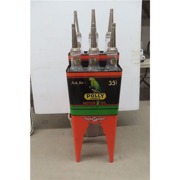 Polly Motor Oil Rack Professionally Restored, Complete with 6 Polly 
