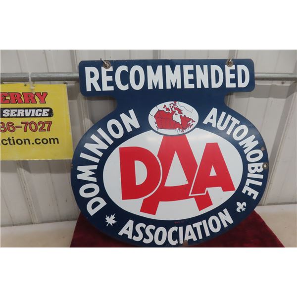 Dominion Automobile Association Painted Metal 2 Sided Sign 