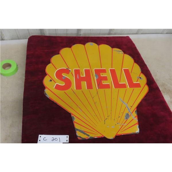 Vintage Shell Clam Painted Metal Sign 21'' x 21'' 