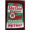 Image 1 : Sky Chief Texaco Supreme Gasoline Porcelain Sign 1959 12'' 